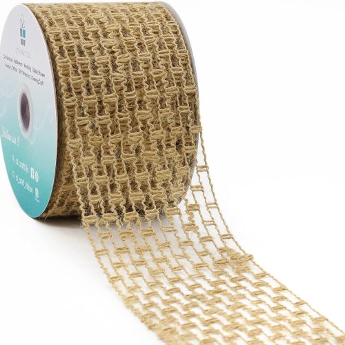 Mesh Burlap Wired Ribbon 2.5" x 10 Yards Natural Color for Christmas Home Wedding Decor Gift Wrapping Tree Topper Bow Wreath Bouquet DIY Crafts