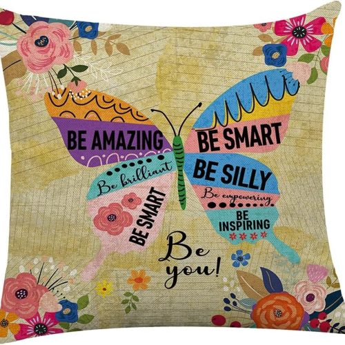 Littlefa Bright Colorful Throw Pillow Cover Butterfly Decorative Pillowcase