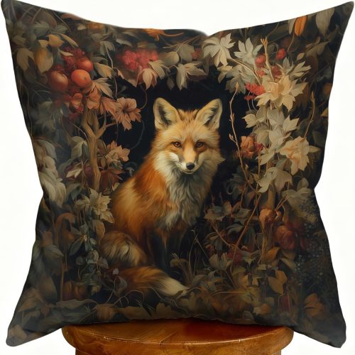 William Morris Inspired Design Floral Pillow Covers, Vintage Floral Fox Print Throw Pillow Covers Home Decor, Retro Pillowcase Cushion Cover for Bed Sofa Living Room (Red Fox-5, 18x18 Inch)