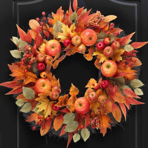 Fall Wreaths for Front Door, 24 inch Autumn Thanksgiving Wreath