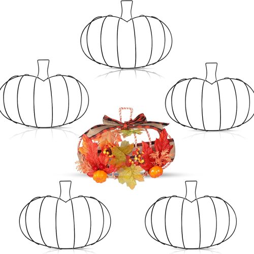 Hotop 5 Pcs Pumpkin Wreath Frame Metal Wire Fall 10 x 7.3 Inches