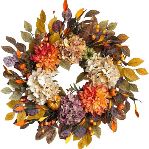 24" Fall Wreaths for Front Door Outside,Autumn Wreath for Home Decoration
