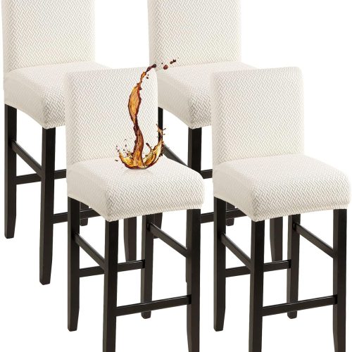 YISUN Waterproof Bar Stool Covers, Stretch Pub Stool Chair Cover Removable Washable Counter Stool Covers Bar Stool Slipcovers for Kitchen, Pub, Dining Room (4 Pack, T-Beige)