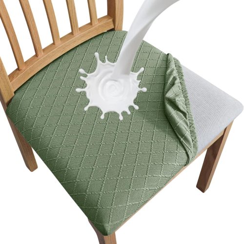 SPRINGRICO Waterproof Seat Covers for Dining Chairs Set of 4, Dark Green