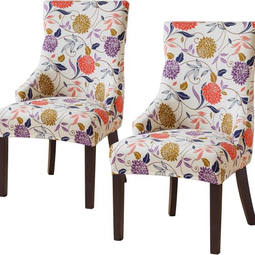 WF10601MAX_1 FORCHEER Wing Back Dining Chair Covers Set of 2 Floral Stretch Wingback Slipcovers for Dining Room Table Side Chair with Arms Washable-Vine Flower