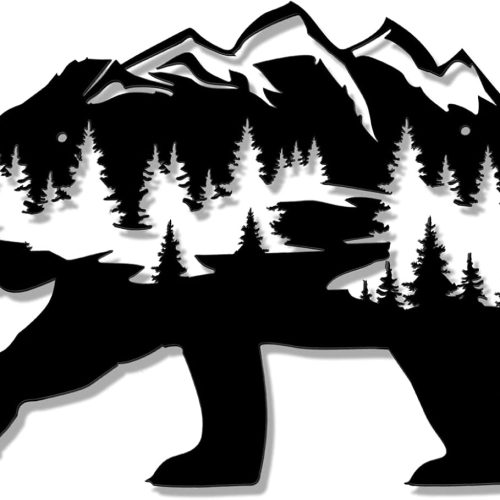 Hotop Metal Bear Wall Art Metal Rustic Forest Wall Decor Bear Wilderness Art Forest Decor for Living Room Bedroom Indoor Decoration Supplies, 14 x 8.5 Inch(Black)