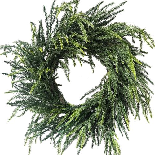 24 Inch Real Touch Norfolk Pine Christmas Wreath for Front Door Outside