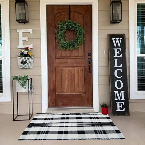 Buffalo Plaid Outdoor Rug 27.5"x43" Front Door Mat for Front Porch Decor,Spring Summer Welcome Mats Outdoor Indoor, Doormat for Farmhouse/Entryway/Home Entrance