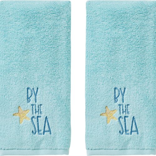SKL Home Ocean Watercolor Hand Towel, Blue (2-Pack)