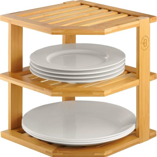 Bambüsi Kitchen Cabinet Organizer 3-Tier Corner Shelf Storage Rack, Bamboo