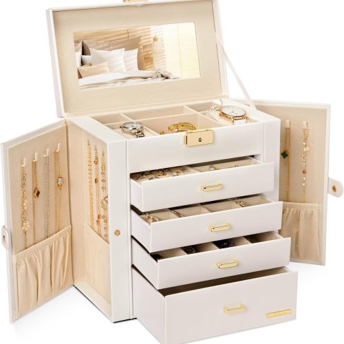 Homde Large Jewelry Box for Women: 5-Layer Organizer with Lock for Dresser