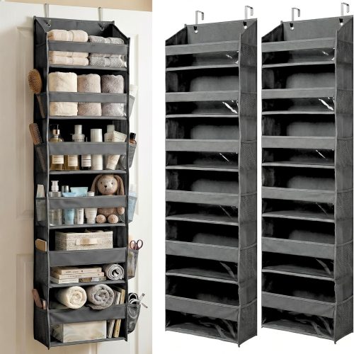 HOMELUX THEORY Over the Door Organizer, 6-Tier, 100D Fabric, Dark Gray 2pc