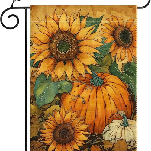 Fall Pumpkin Sunflower Garden Flag Double Sided 12x18 Outdoor Decor