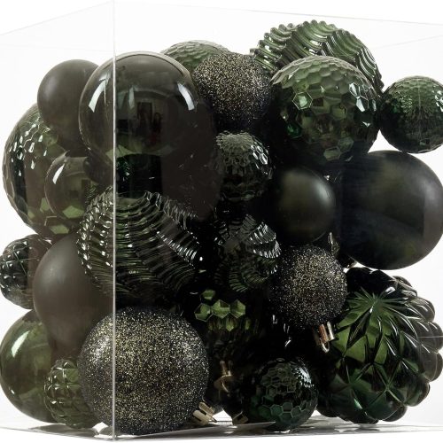 Christmas Balls Ornaments -36pcs Shatterproof Christmas Tree Decorations with Hanging Loop for Xmas Tree Wedding Holiday Party Home Decor,6 Styles in 3 Sizes(Dark Green)