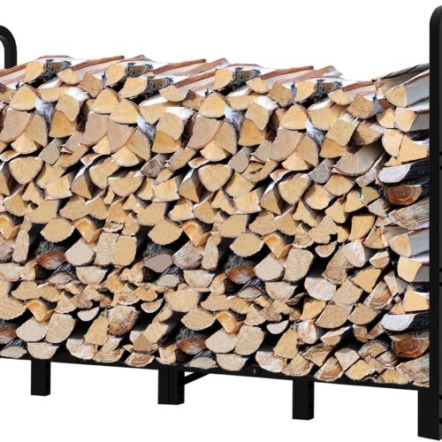8Ft Firewood Rack Adjustable Fireplace Wood Holder for Outdoor