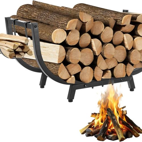30" Curved Firewood Rack Outdoor with side holder