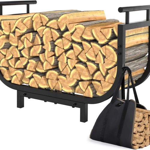 WF9592MAX_1 30” Outdoor Firewood Rack with Carrier Bag & Ergonomic Handles