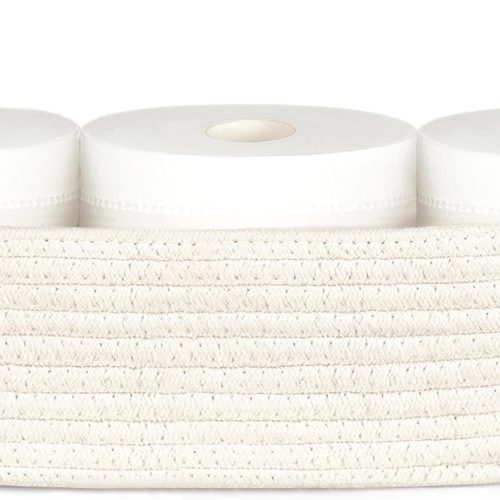 Mkono Toilet Paper Basket, Boho Bathroom Decor, Small Storage Organizer