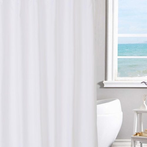 N&Y HOME Fabric Shower Curtain Liner with Magnets Standard Size, White