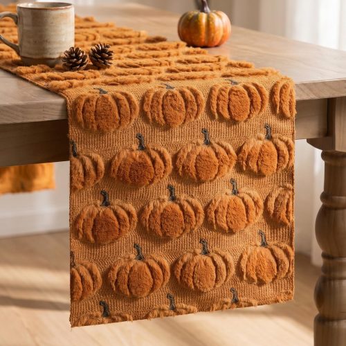 Artoid Mode Caramel Soft Faux Fur Fall Table Runner 13x72 Inch
