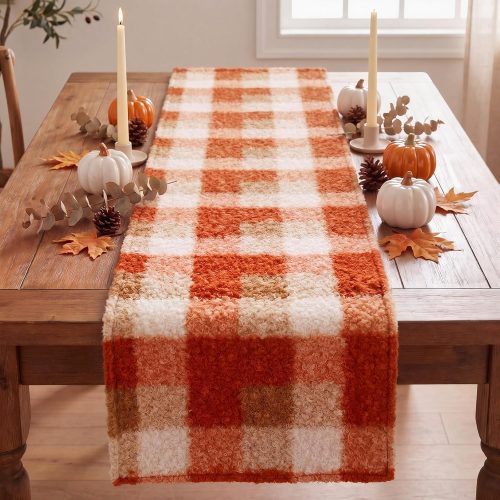 WFOOOO1130YRM_1 Fall Buffalo Plaid Rug 27.5x43 in, Orange White Indoor Outdoor Rug