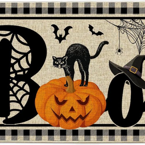 Bonsai Tree Halloween Door Mat, Halloween Outdoor Doormat, Boo Pumpkin Mats