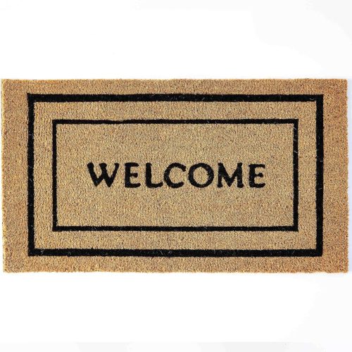 KANKUN Coco Coir Door Mat with Heavy Duty Backing, Welcome Doormat (17" x 30"), Doormat Entrance (Double Box)