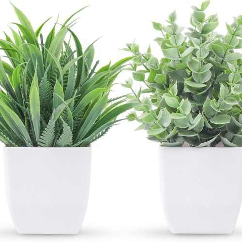 Der Rose 2 Pack Fake Plants Small Plants for Bathroom Office Decor