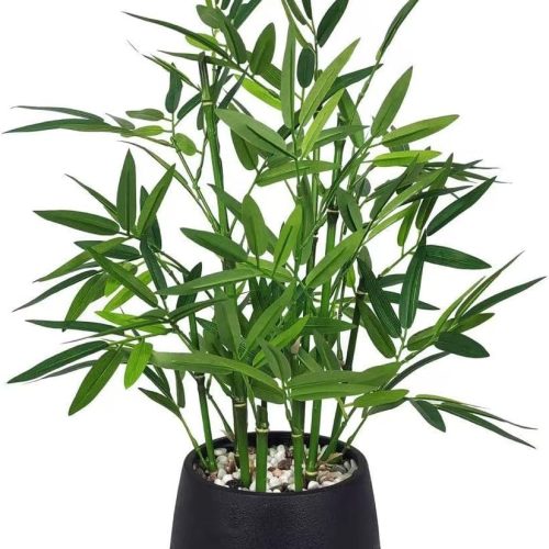 WFOOOO854YRM_1 365 Blooming Decor 18-inch Tall Potted ARTIFICIAL Bamboo Plant (Black Pot) - Luxury Artificial Bamboo in black textures Pot for Home, Office, Kitchen, Counter Top, Indoor Decor, Money Tree, Lucky Tree