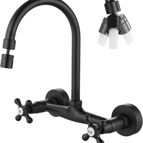 Airuida Matte Black Wall Mounted Kitchen Faucet,Utility Sink Faucet