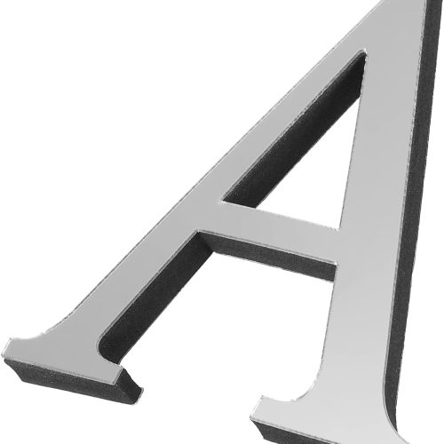 PATIKIL 3D Acrylic Alphabet Mirror Wall Stickers Letter A Self-Adhesive Home Decor Letter Sign Art Sticker Decal for DIY Home Decoration Silver Tone