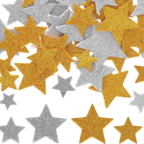 300 PCS Glitter Foam Stickers Gold Silver Foam Star Stickers Self Adhesive Glitter Foam Sticker Glitter Stars Stickers for Scrapbooks, Crafts and Cards Kid Handicrafts and Home Decorations