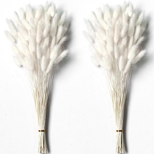 120 PCS White Dried Pampas Grass Decor, 17-inch Pompas Floral, Dry Flowers for Decoration, Pampas Grass in Bulk Tall, White Bunny Tails Dried Flowers for Boho Wedding