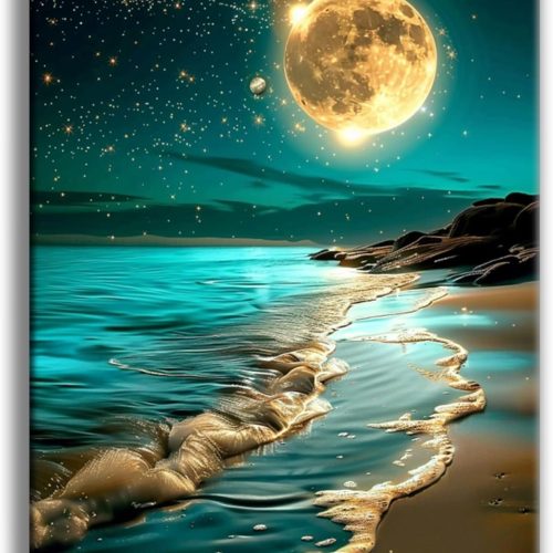 Diamond Art Kits for Adults, Beach DIY 5D Diamond Painting for Beginners