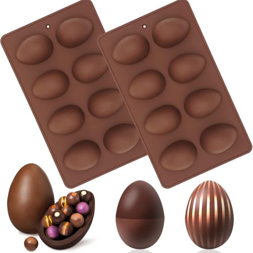 1 2-pack Easter Egg Silicone Molds for Cake Decorating,Peanut Butter Chocolate, Candy, Muffin Cake, Cupcake, Jello, Jello, Baking Pan,Yogurt and Ice Cream Non Stick Easter Egg Shaped Silicone Molds