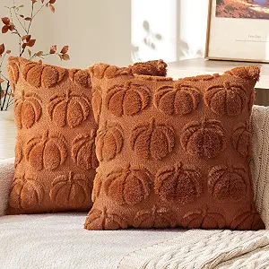 Fall Pillow Covers Pumpkin Fall Decor 18x18 Dark Rust