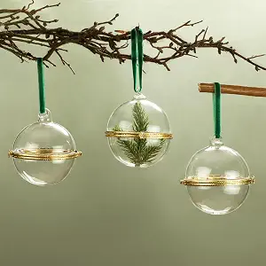6 Pcs Christmas Glass Hinged Ornaments Clear Fillable Ball