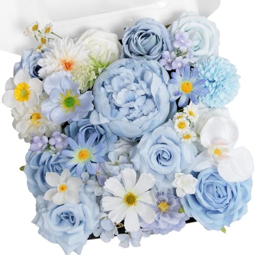 TINGE TIME Baby Blue Artificial Flowers Box Combo Wedding Decor