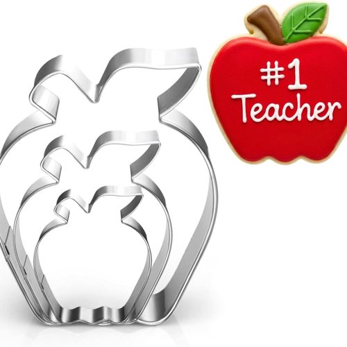 LUBTOSMN 3 Pc Apple Cookie Cutter Set, 3.5" 2.7" 1.9", Dishwasher-Safe