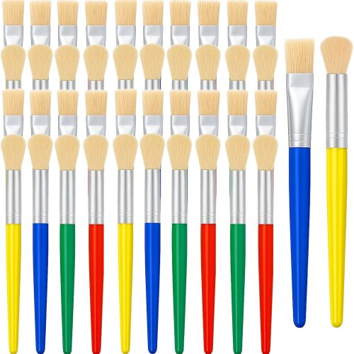 48 Pcs Paint Brushes for Kids Bulk Paintbrushes Set Large Chubby Round and Flat Brushes for Acrylic Painting Oil Watercolor Washable Paint