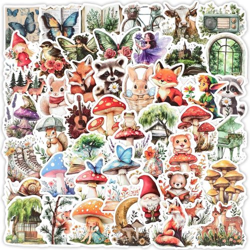 CT0327-ERB-28GT_1 Ychsring Nature Fairy Stickers - 50 Pcs Waterproof Vinyl Whimsical Forest Fantasy for Water Bottle, Laptop, Phone Case, Cup, Guitar - Cute Cartoon Stickers for Kids, Teens & Adults
