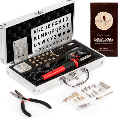 CT0331-WBC-12GT_1 Premium Wood Burning Kit 43PCS, Adjustable Temperature Pen With 36 Tips & Accessories, All In A Deluxe Storage Case - Complete Gift For An Effortlessly Mastering The Art Of Pyrography