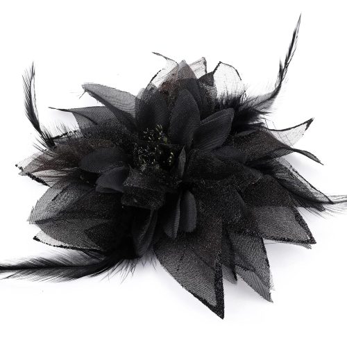 Sibba Flower Hats Clips Hairpin Barrettes Rose Hair Dress Accessories Black Pin Floral Feather Women Girls Dresses For Travel Wedding Prom Party (Flower Stamens Style)