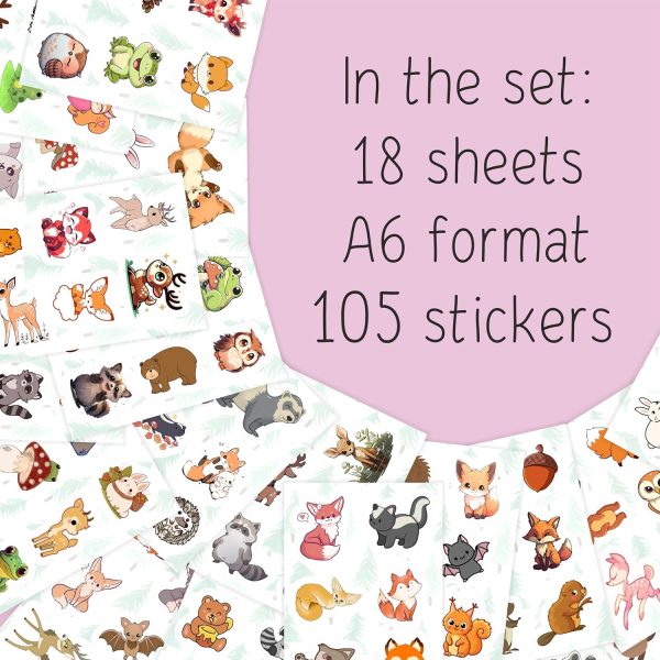 100Pcs Woodland Animal Stickers, Forest Animal Stickers for Water Bottle & Laptop - Woodland Party Supplies & Decorations, Gifts for Women & Men