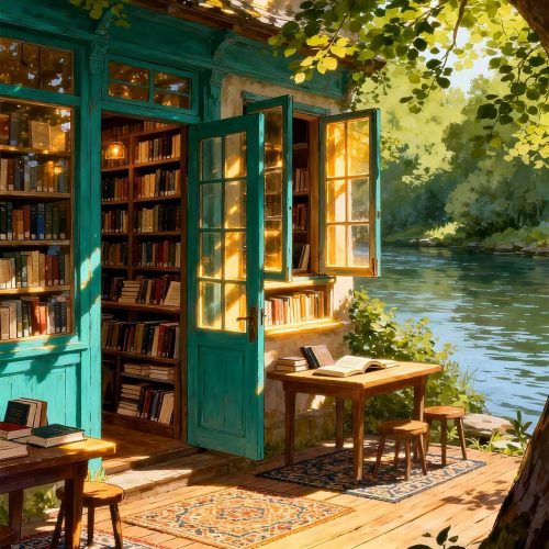 MIRCVSH DIY Bookstore Paint by Numbers Kit for Adults,Riverside Scenery Painting by Number Kits for Adult Beginners,Watercolor Oil Painting Kit for Home Decor Gifts 16x20 Inch.