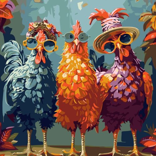 CT0416-BAS-251GT_1 Paint by Numbers Kit for Adults Beginners,Abstract Rock Chicken16x20 inches