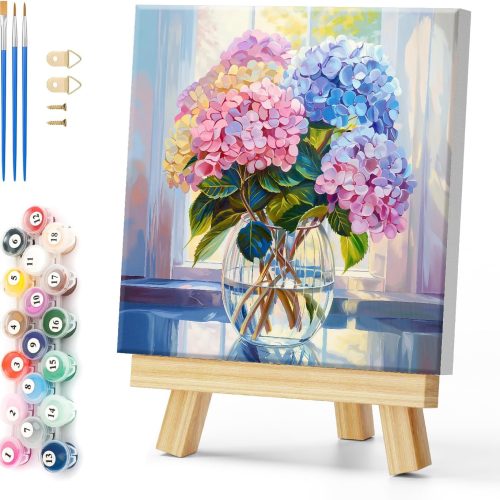 CT0416-BAS-320GT_1 Natuyalo Framed Paint by Numbers Kit for Adults 12"x12" - Colorful Flowers