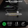 Korfile 59 inch L Shaped Computer Desk with Power Outlets, Black