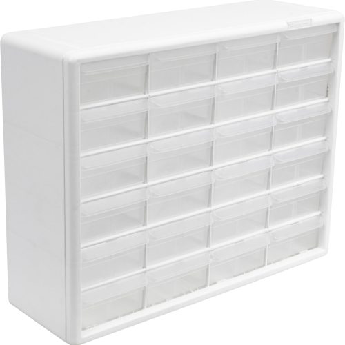 Akro-Mils 24-Drawer Plastic Storage Cabinet, 20"W x 6"D x 16"H, White