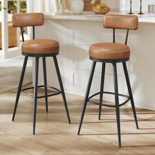 CT0432349JS_1 VASAGLE Bar Stools Set of 2, Swivel Bar Height with Back, 30-Inch